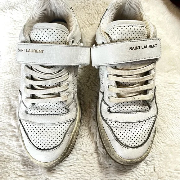 Saint Laurent SL24 Sneakers 37 White Calfskin Perforated Womens - Picture 6 of 6